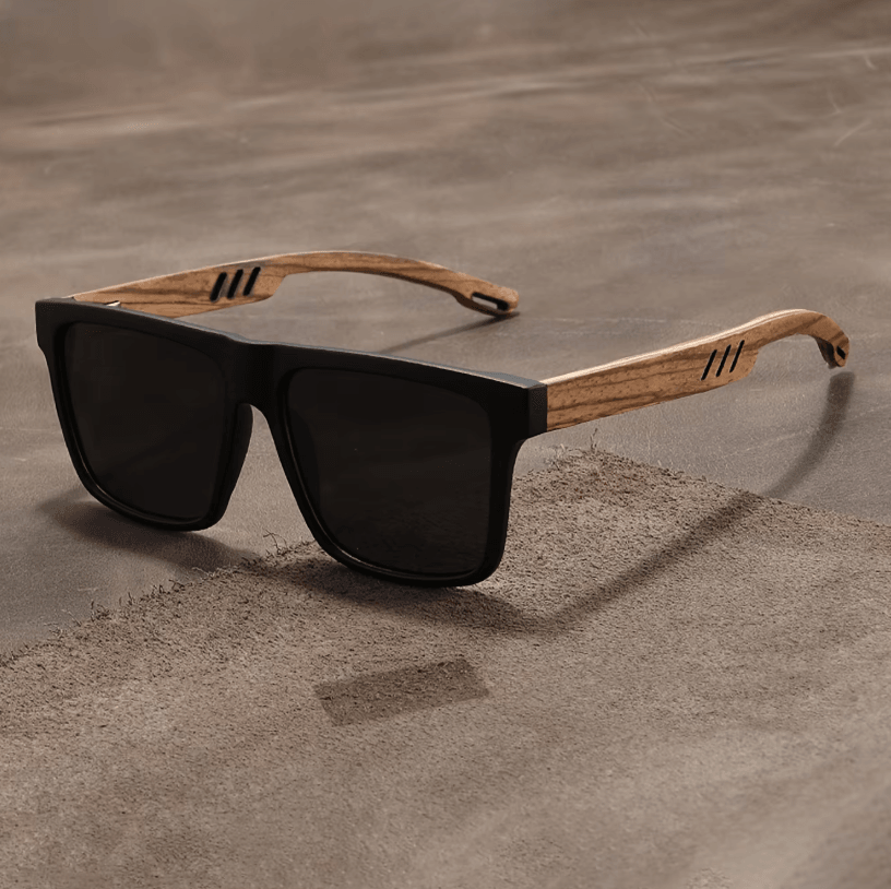 Square Wood Grain Sunglasses UV400 Protection Unisex Casual Outdoor Eyewear