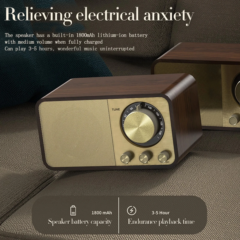 Retro Wooden Bluetooth Speaker Vintage Radio Style Portable Bluetooth Speaker