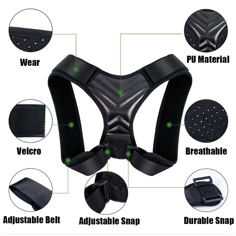 Adjustable Back Posture Corrector Brace – Shoulder Support & Neck Alignment Belt for Men & Women