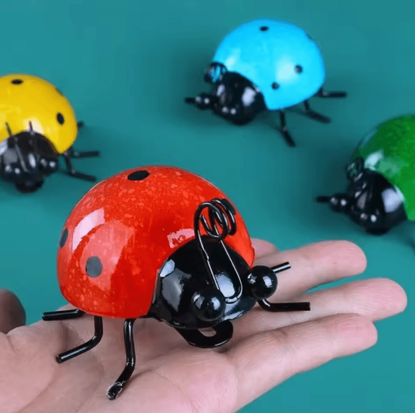 Set of 4 Metal Garden Wall Art Ladybugs – Outdoor Decorative Wall Sculptures