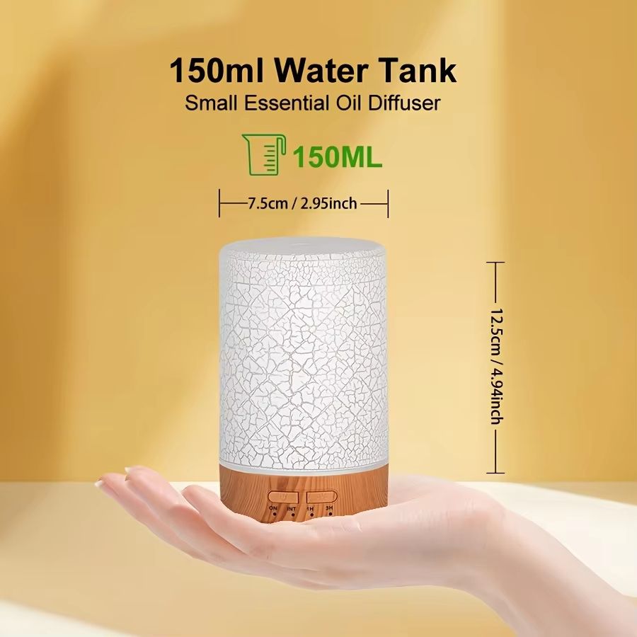 GlowWave 150ml (5fl oz) Crack Design USB Essential Oil Diffuser and Ultrasonic Air Humidifier