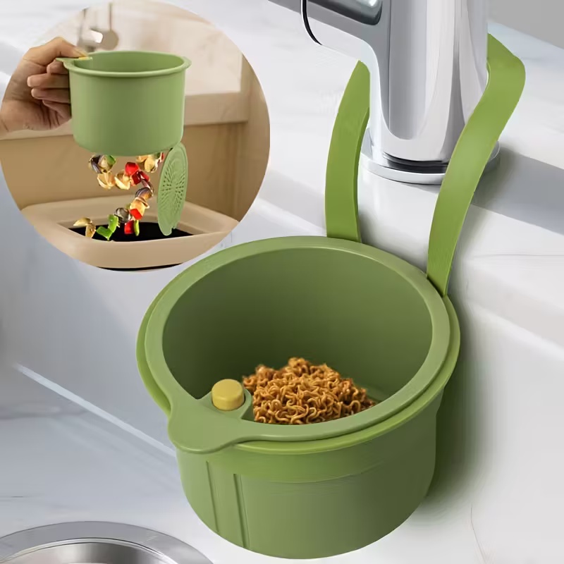 Multi-Functional Food Strainer & Sink Organizer, Press-Type Drain Basket for Kitchen