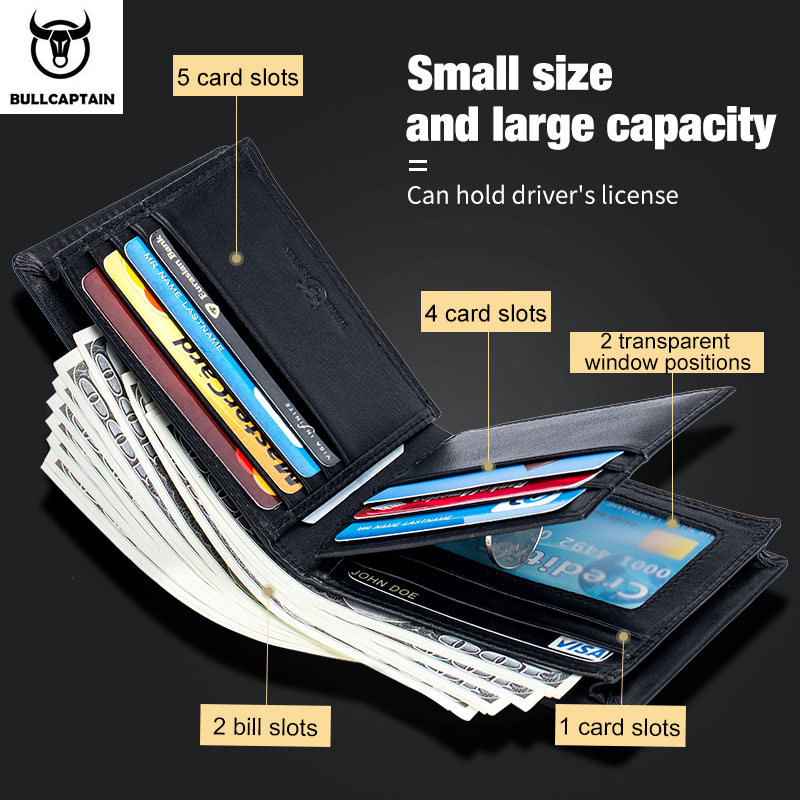 Leather Wallet Men RFID Secure, Multi Function Business Purse, Designer Card Holder, Slim Genuine Leather