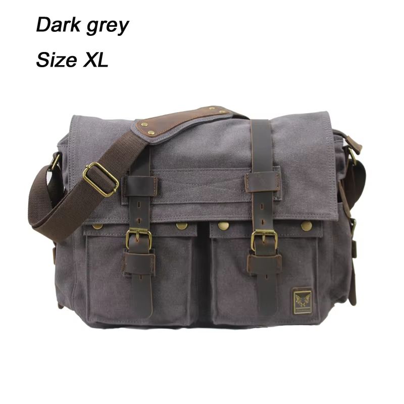 I AM LEGEND Canvas and Genuine Leather Men's Messenger Bag