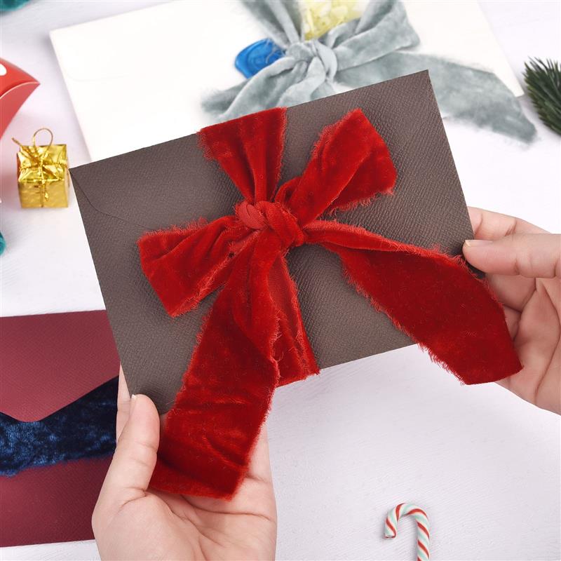 Frayed Edge Velvet Suede Cloth Ribbon Handmade, for Wedding Invitation Wrapping, Bouquets Birthday Party Decorations