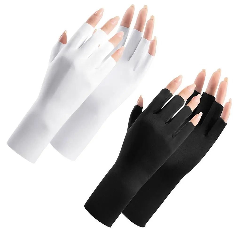 UV Protection Nail Art Gloves Open Finger Manicure Safety Gloves