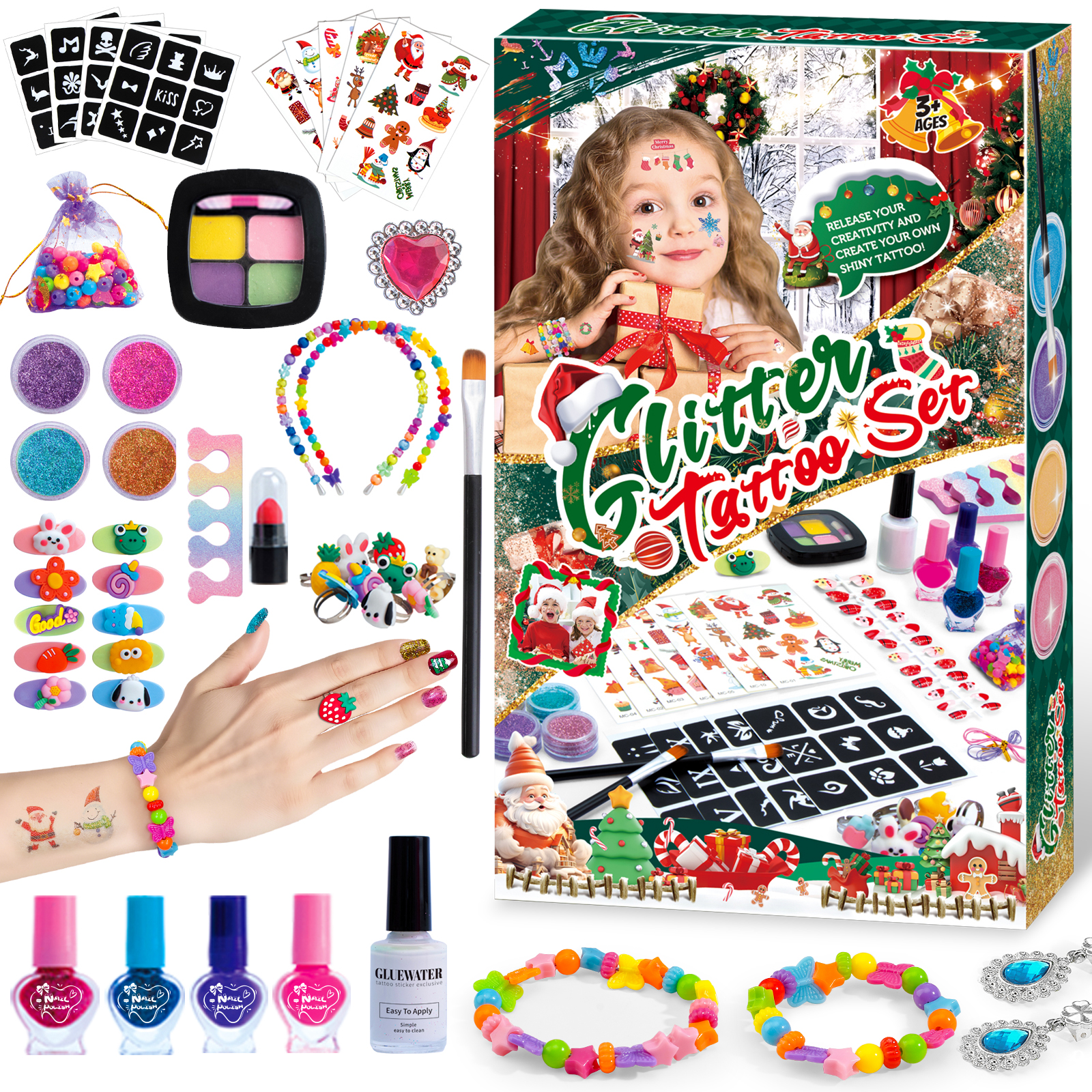 Christmas DIY Makeup and Armor Set, Jewelry Beads, Necklaces, Hairpins, Cartoon Toys, Gifts for Children