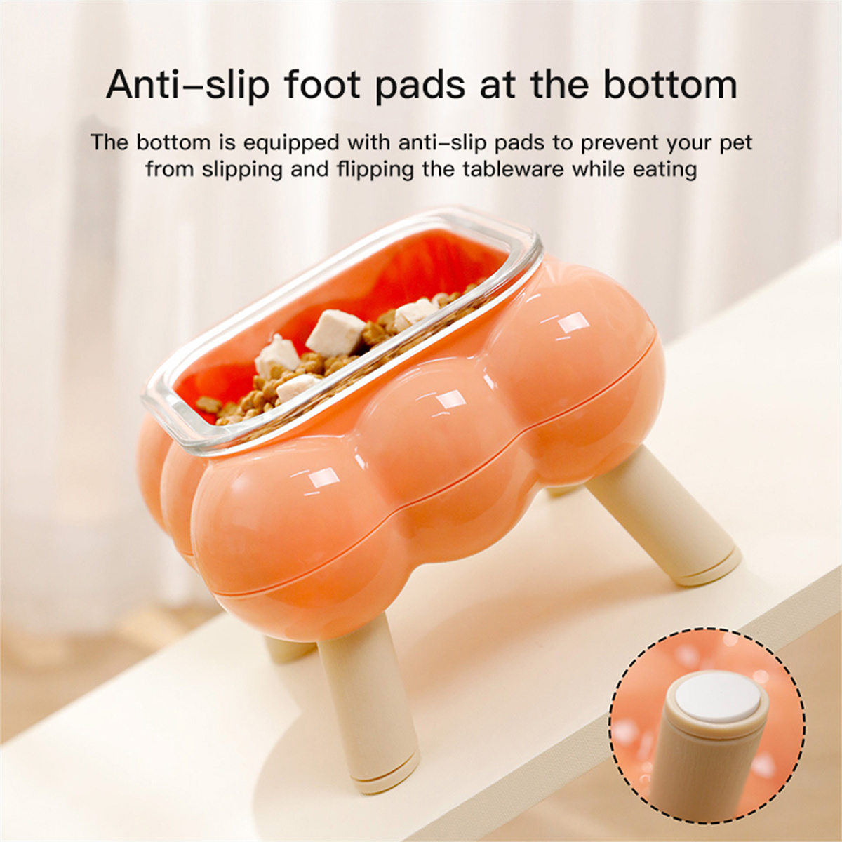 Elevated Cat Feeding Bowl Glass, High-Legged, Easy to Clean