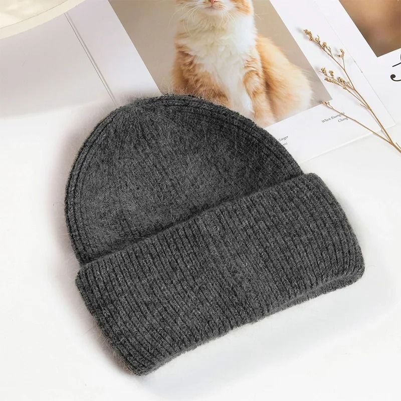 Womens Premium Rabbit Fur Blend Thermal Beanie