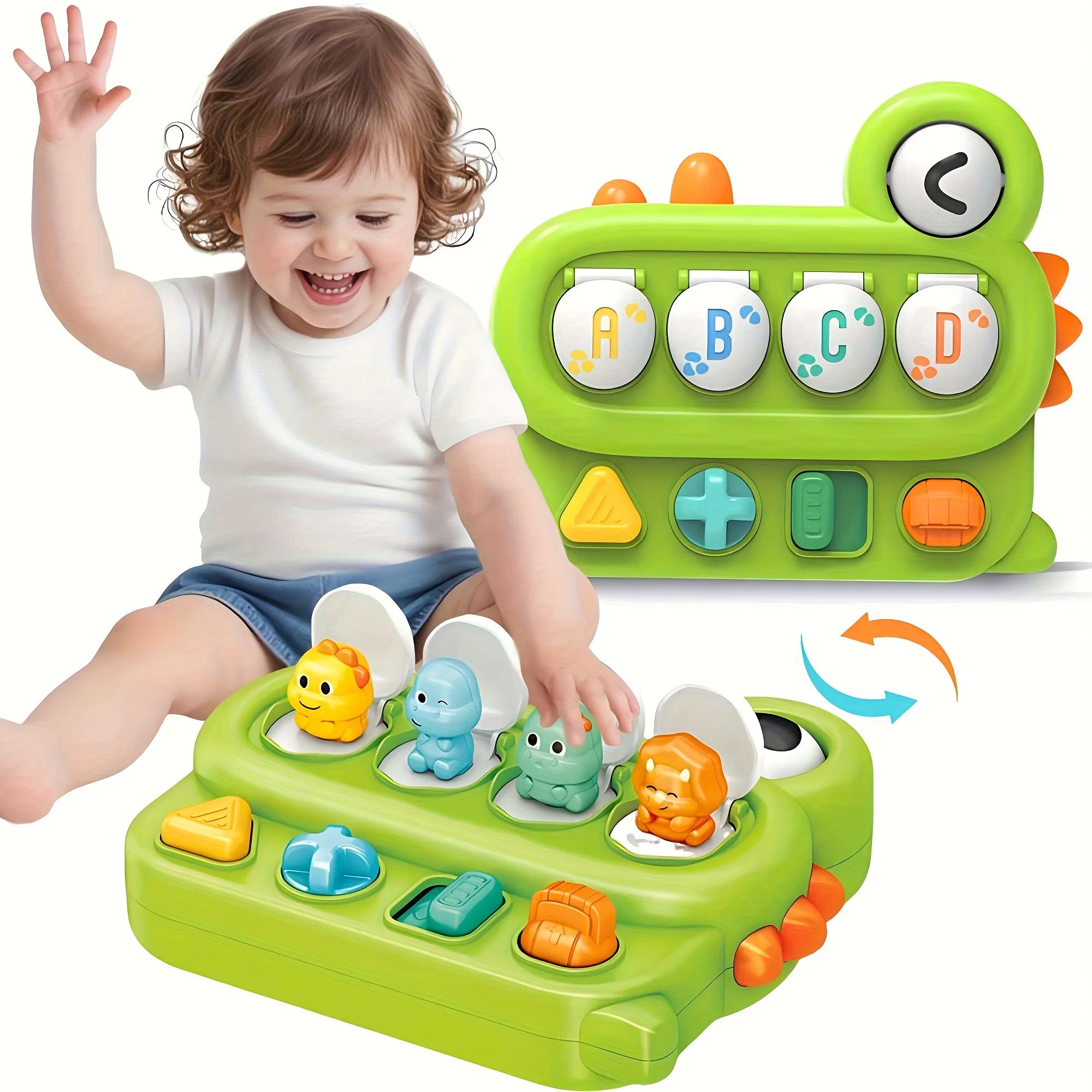 Dinosaur Press Toys for Toddlers 18 months + - ABS Sensory Popper Set for Early Learning, Fine Motor Play, CE Safe
