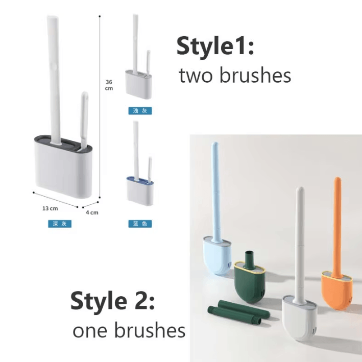 Wall-Mounted Silicone Toilet Brush with Holder – Long Handle Hygienic Bathroom Cleaning Tool
