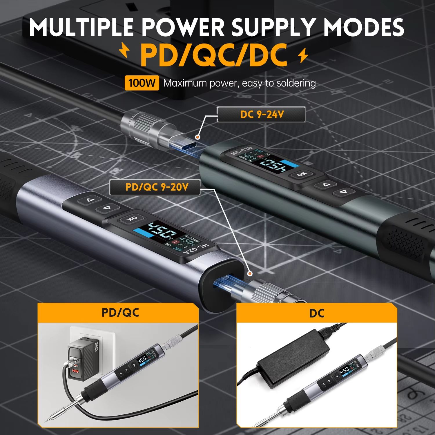 FNIRSI HS-02 Smart Electric Soldering Iron – Portable 100W Adjustable Temperature Welding & Rework Station