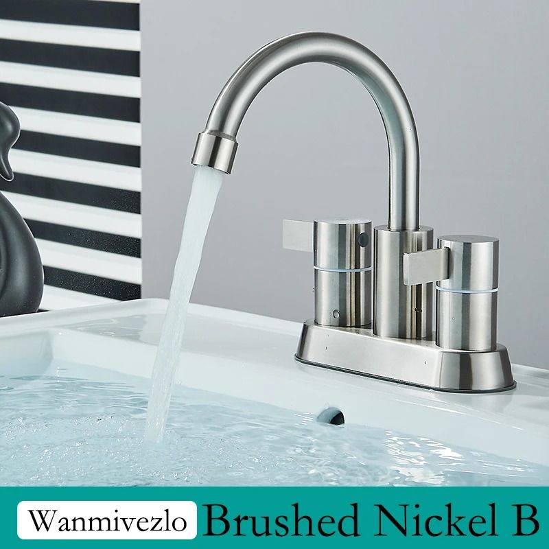Wanmivezlo basin faucet Brass Double Handle Hot and Cold Water Wash Basin Tap