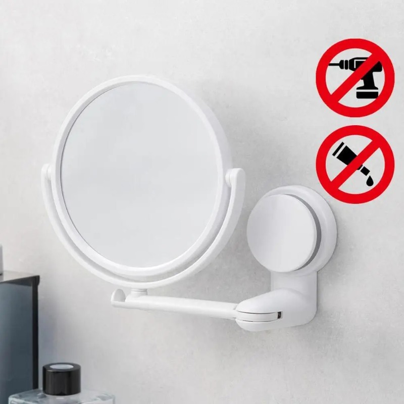Rotating Suction Cup Vanity Mirror Wall Mounted Folding Makeup Shaving Mirror