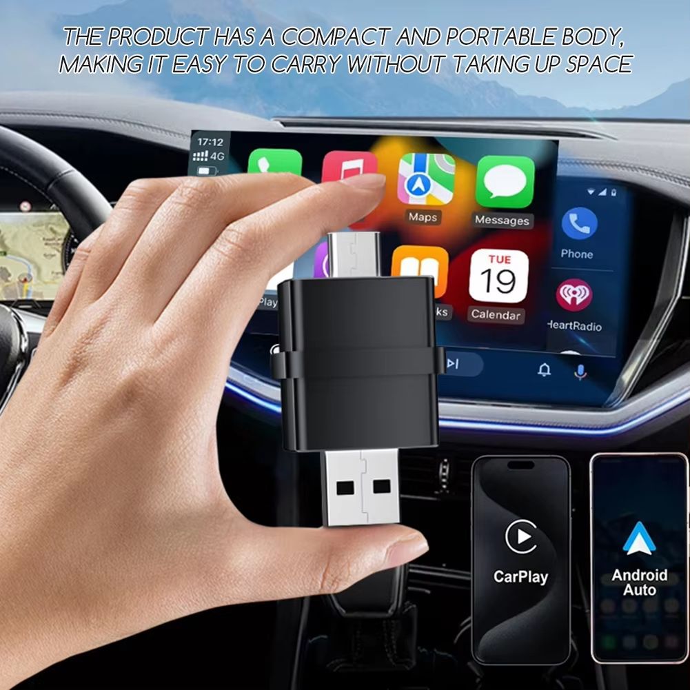 Mini Wireless Carplay Adapter 2 in 1 Android Auto Car Adapter