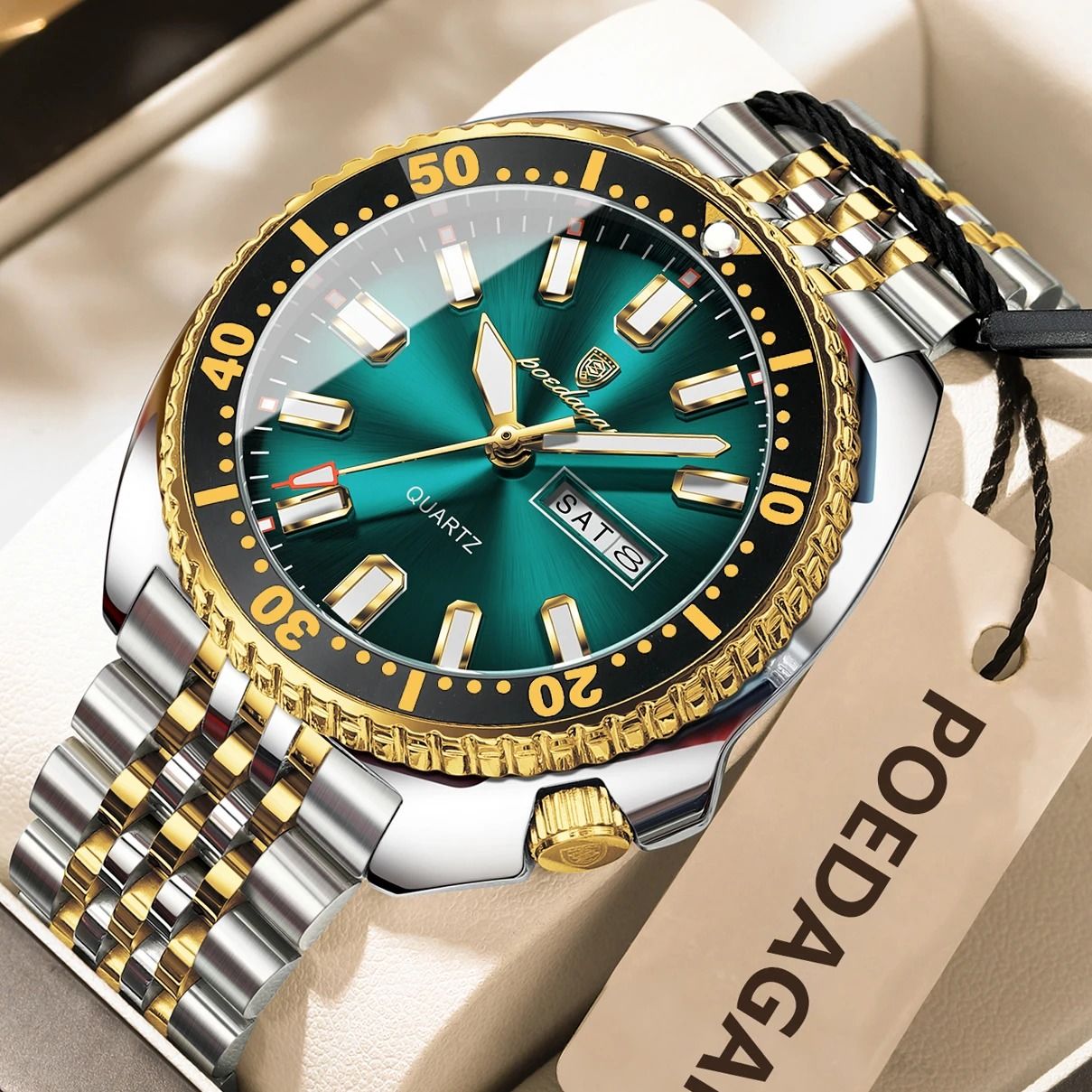 Poedagar Business Men Watch Waterproof Luminous Date Week