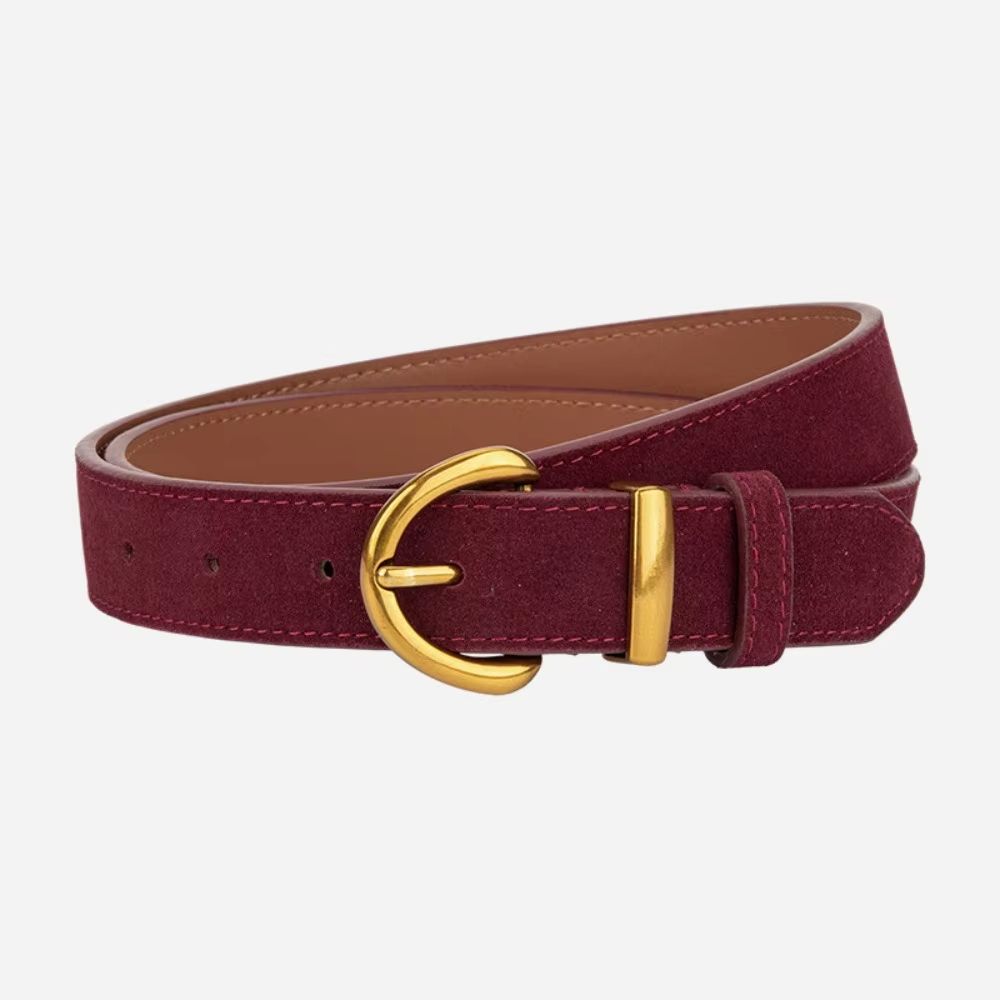 Genuine Leather Suede Women's Belt with Alloy Pin Buckle Retro Luxury Design