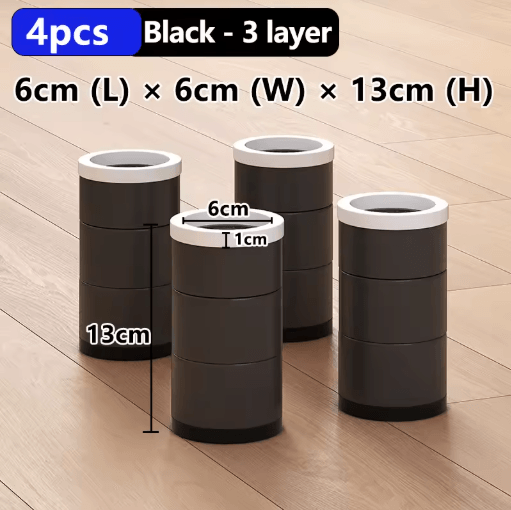Stackable Furniture Heightening Foot Pads Adjustable Table Cabinet and Bed Leg Risers