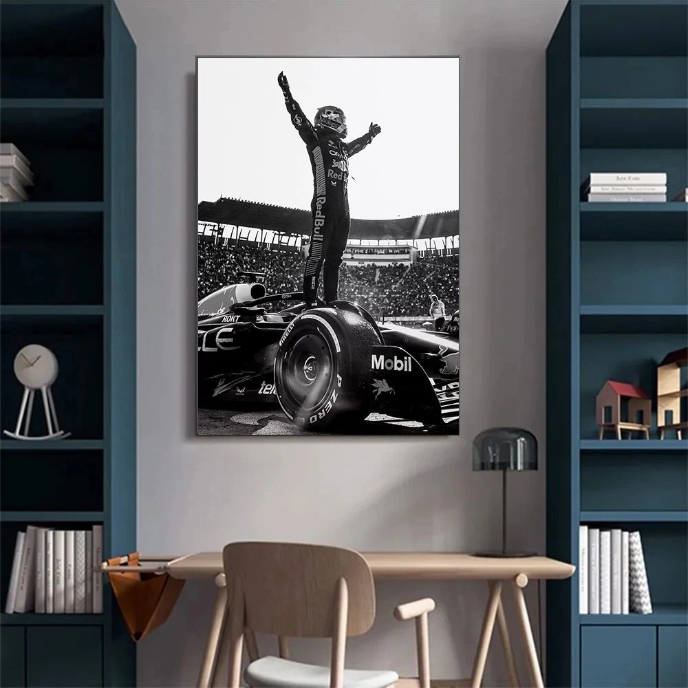 Vintage F1 Monaco Racing Canvas Wall Art – Max Verstappen Formula 1 Poster Print for Home Decor