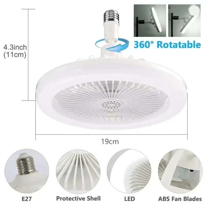 AeroGlow Rotating Ceiling Fan Light with Remote E27 Base