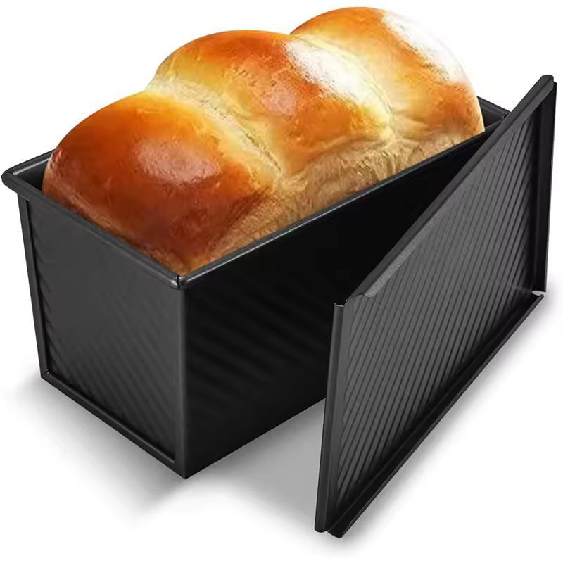 LMETJMA Premium Carbon Steel Pullman Loaf Pan – 1 lb Non-Stick Bread & Toast Mold with Lid