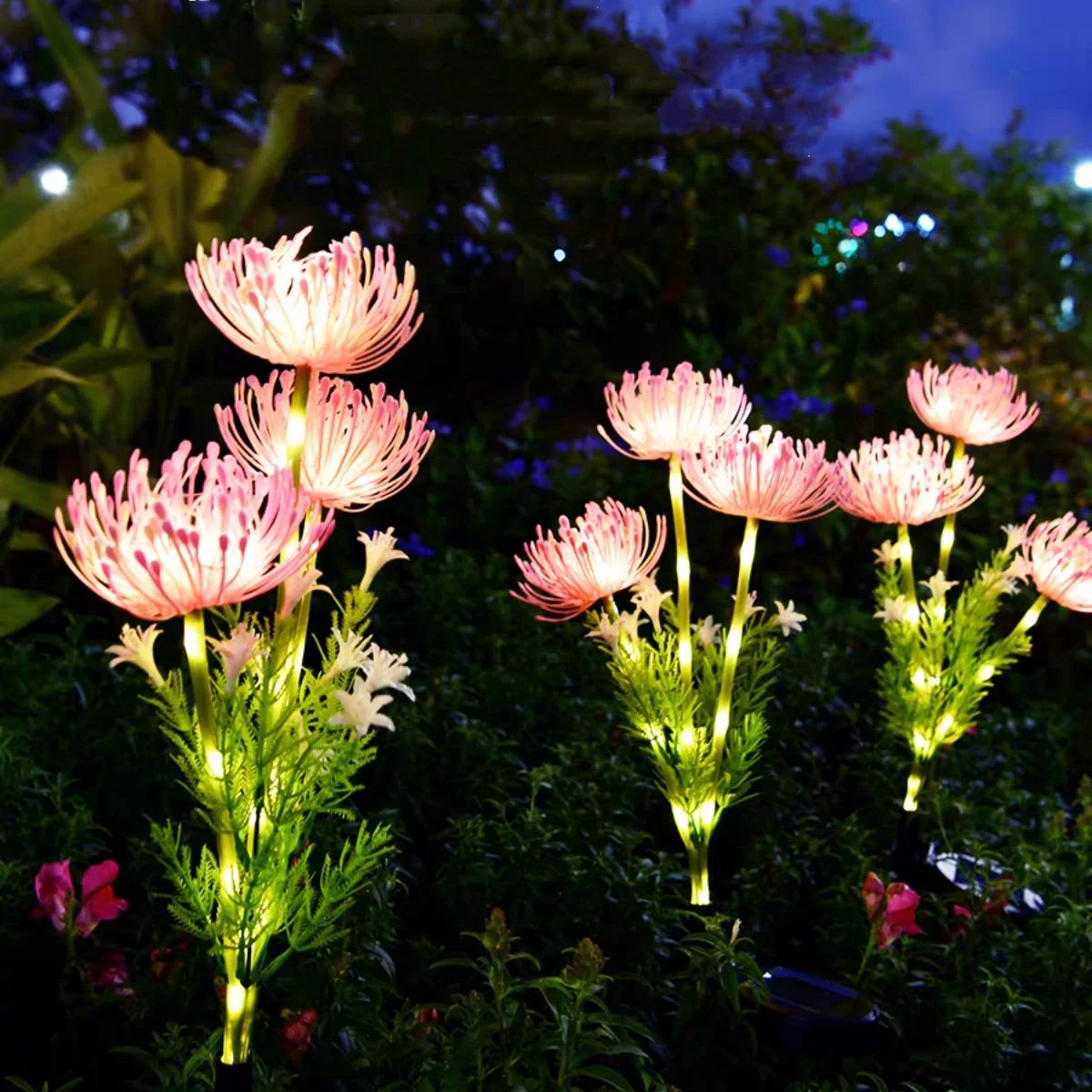 Solar Flower Stake Lights Set (2-Pack) Waterproof Outdoor Garden Lights