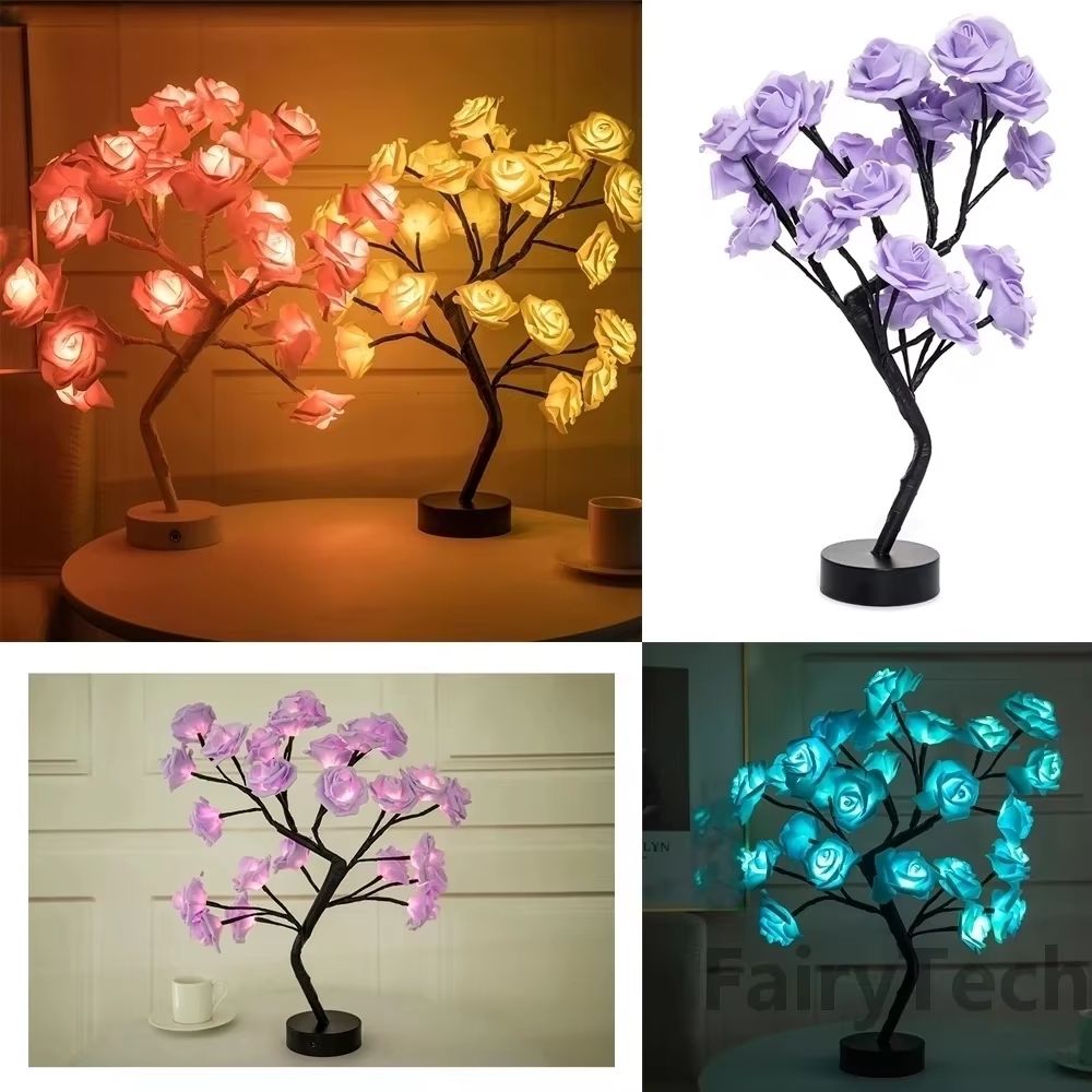 Romantic LED Rose Flower Table Lamp – USB-Powered Night Light for Home, Wedding, and Party Decoration