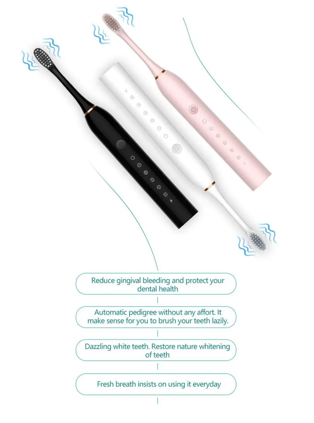 Sonic Electric Toothbrush with 6 Modes USB Rechargeable