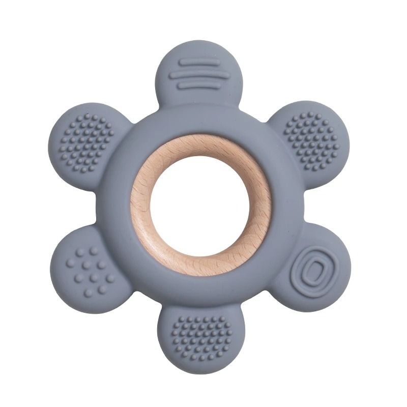 Fruit-Theme Silicone & Wooden Baby Teether – BPA-Free Infant Chewing Toy