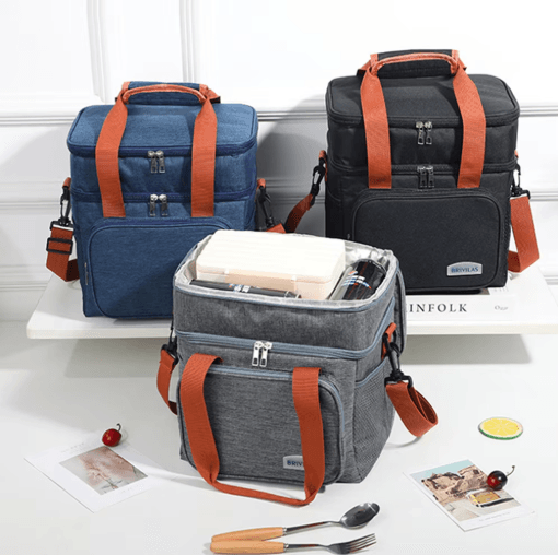 European and American Style Crossbody Insulated Lunch Bag Large Capacity Business Tote