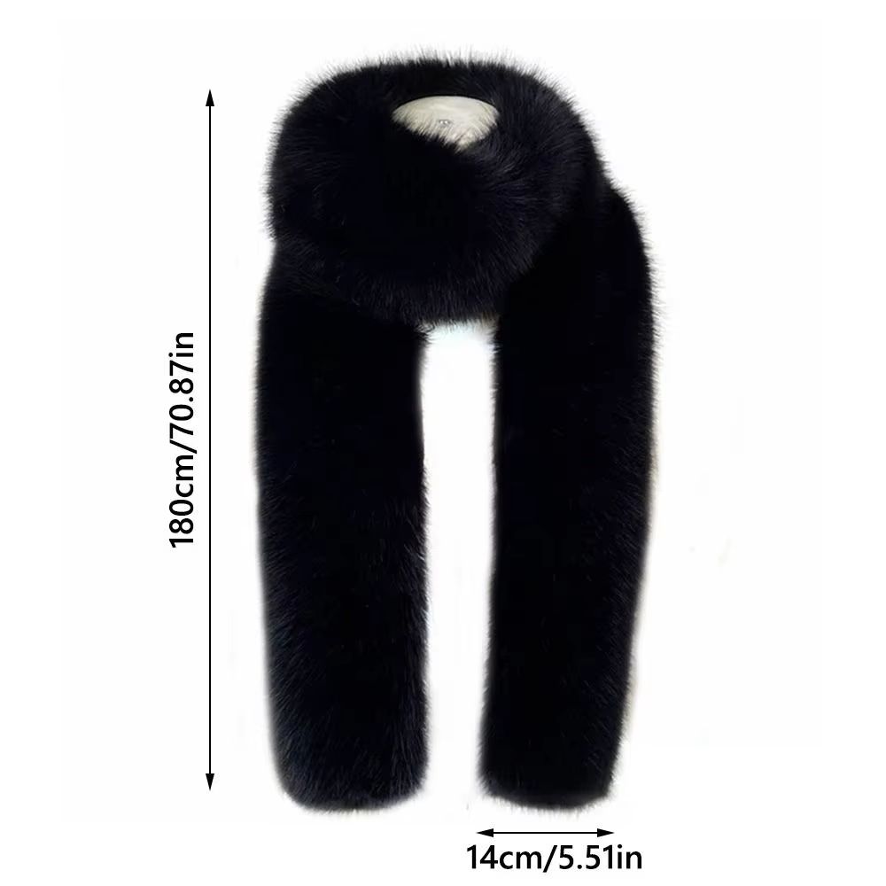 Luxury Plush Fake Fur Long Scarf 70.87in Soft Winter Wrap & Shawl