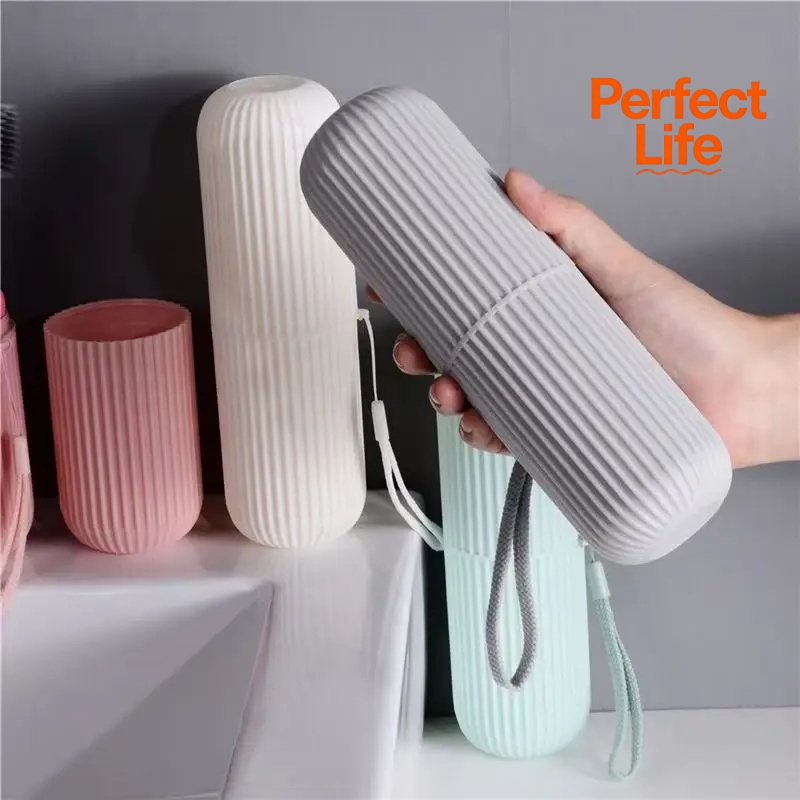 Travel Toiletries Storage Cup Organizer with Toothbrush Protector Case for Camping