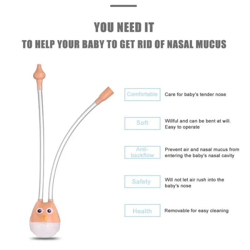 Baby Nasal Aspirator with Anti-Backflow Filter – Soft Silicone Nose Cleaner for Infants