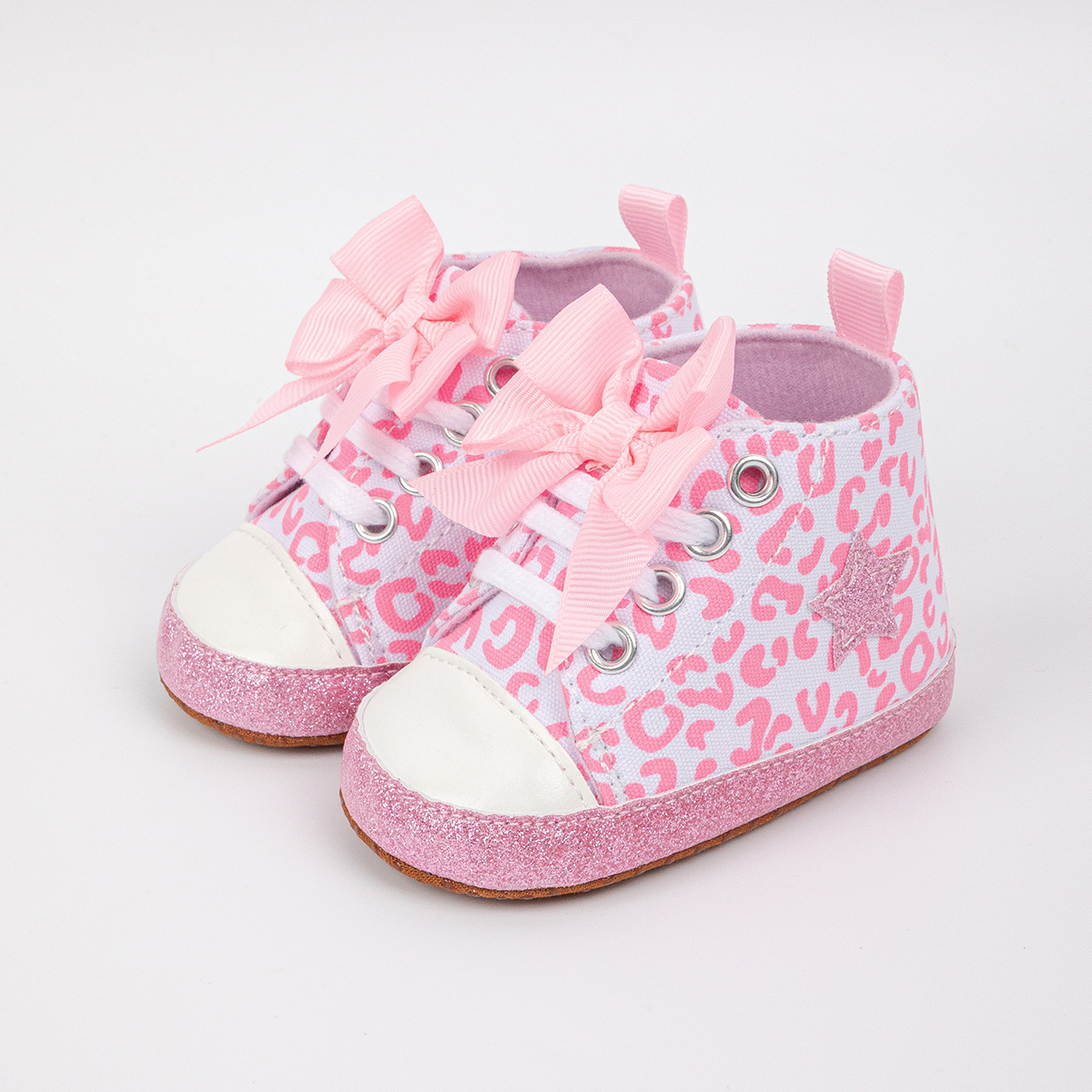 Infant Toddler First Walking Shoes, Newborn Baby Boys Girls High Tops Star Sneakers with Soft Anti-Slip Sole Moccasins