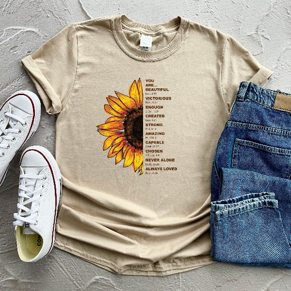 Sunflower Bible Verse Shirt | Christian Faith Floral Tee for Women Mothers Day Gift