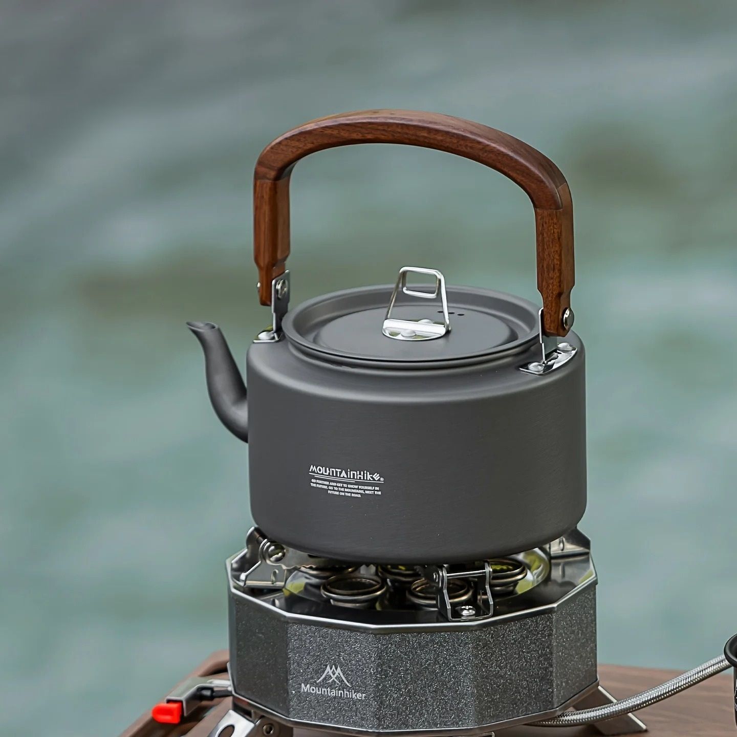 Aluminum Alloy Camping Tea Kettle with Wooden Handle