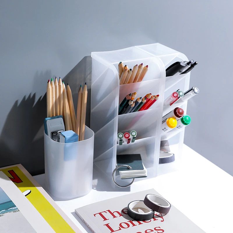 Matte Kawaii Large Capacity Desk Pen And Makeup Holder