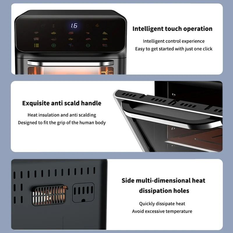 10 L Electric Air Fryer Oven with Touchscreen 360 degrees Convection & Auto Clean Function