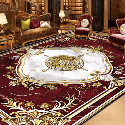 Vintage European Large Area Rug – Non-Slip Retro Living Room Carpet