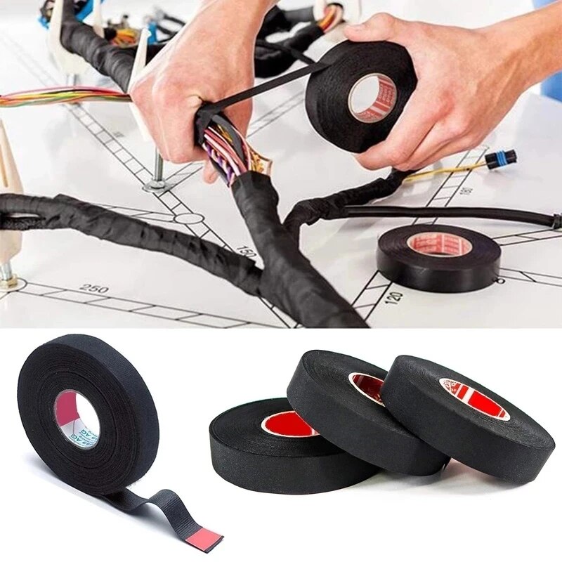 Heat-Resistant Flame Retardant Tape  Durable Coroplast Adhesive Cloth for Wiring Loom & Cable Protection