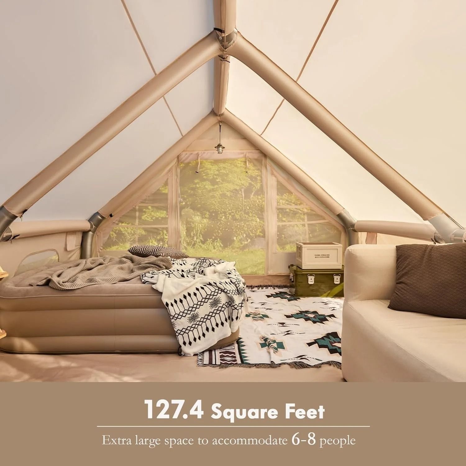 Large Inflatable Camping Tent | 8-10 Person Family Shelter with Stove Jack