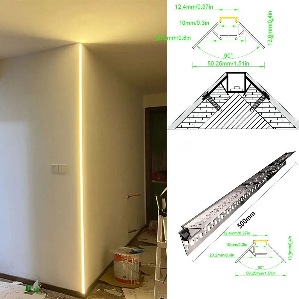 Aluminum LED Strip Light Profile 50x22mm Recessed Mount Channel for Ceiling and Wall Decoration