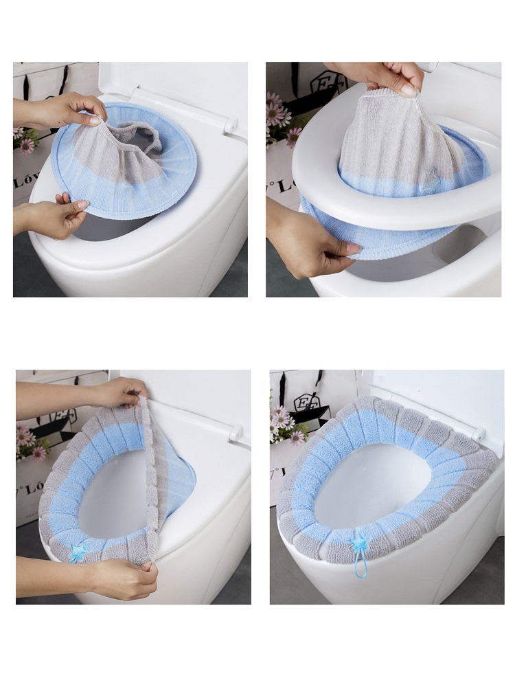 Thick Knitted Toilet Seat Cover Washable Antifreeze Mat Universal Fit
