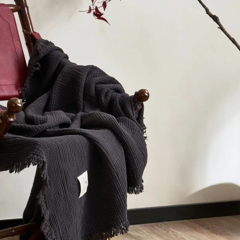 Four Layer Cotton Gauze Blanket with Tassel Edges