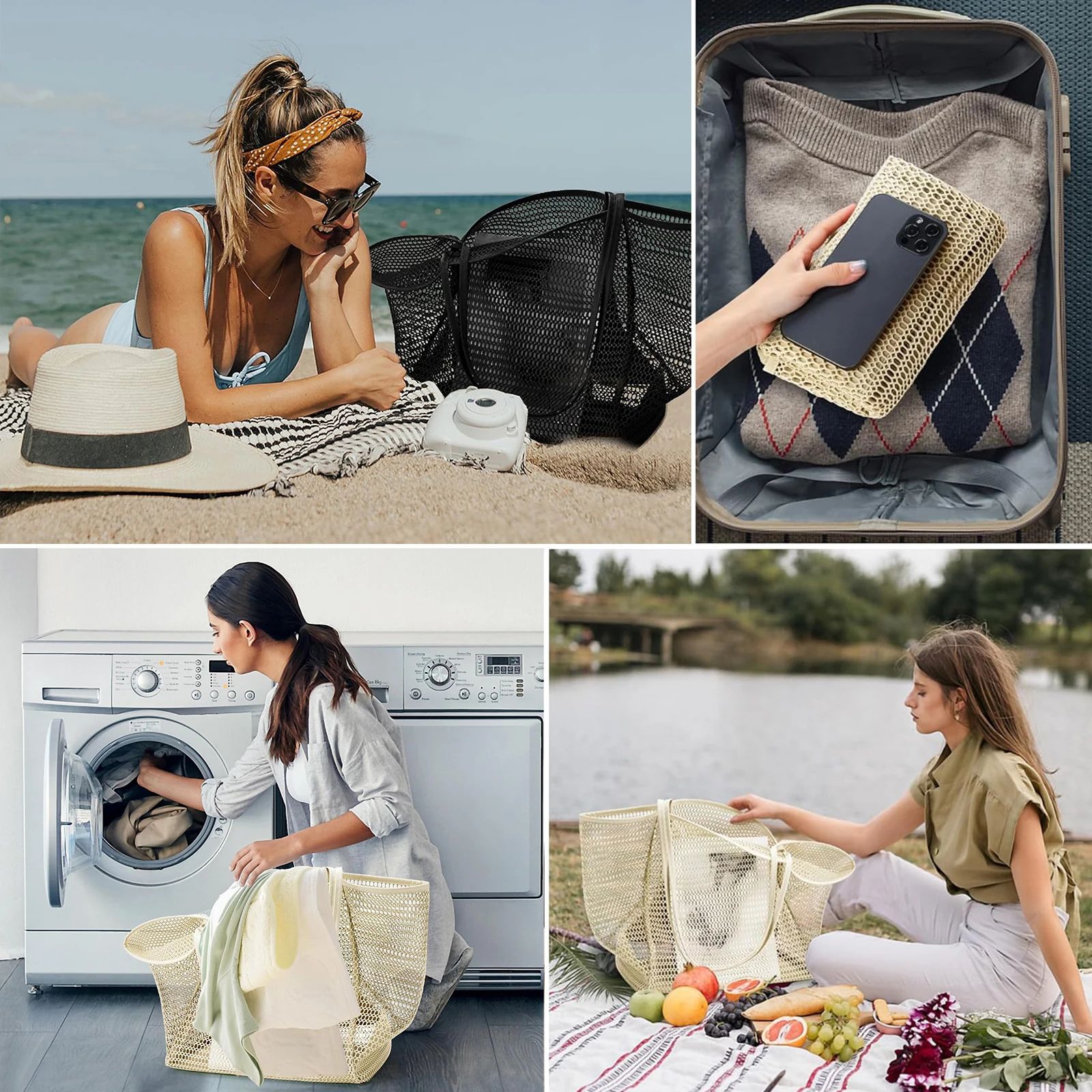 Large Mesh Beach Tote Shoulder Bag