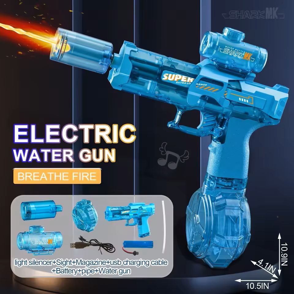 Electric Water Gun with Flame Light High Pressure Spray