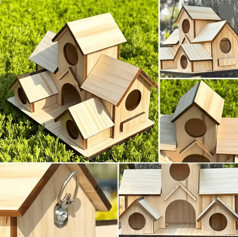 HavenCraft Handmade Wooden Bird House for Garden and Backyard