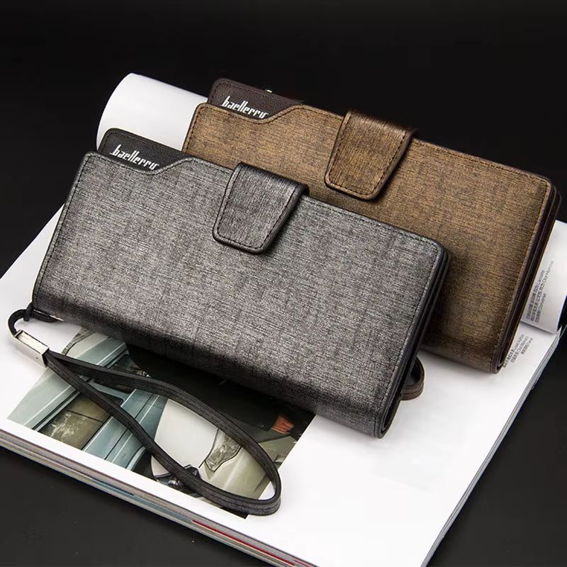Baellerry Long Men's Wallet – Large Capacity PU Leather Zipper Purse & Card Holder