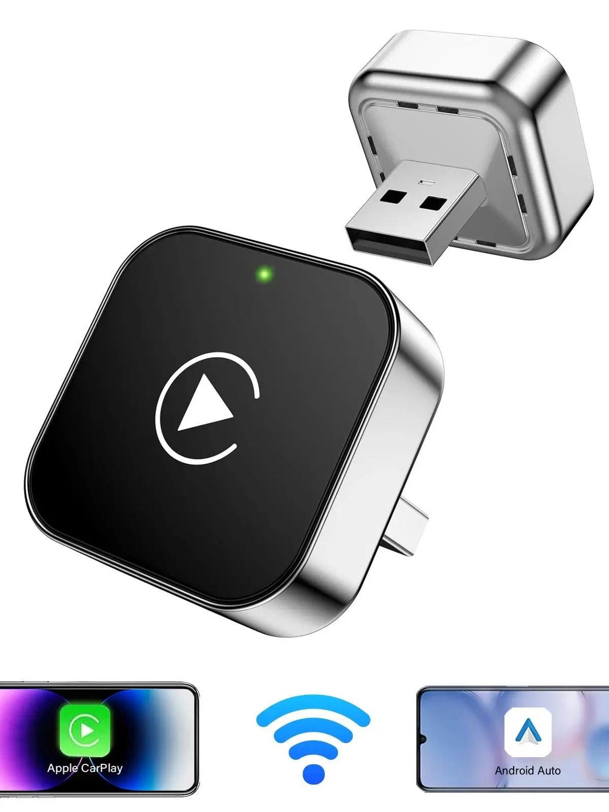 Wireless CarPlay and Android Auto Adapter 2 in 1 Smart AI Box for Cars