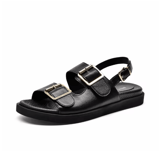BeauToday Genuine Leather Ankle Buckle Sandals Handmade Low Heel Summer Shoes 38128